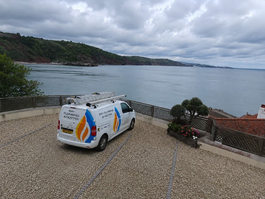 Bay Plumbing & Heating van overlooking Torquay Bay — local boiler and heating engineers serving Torbay
