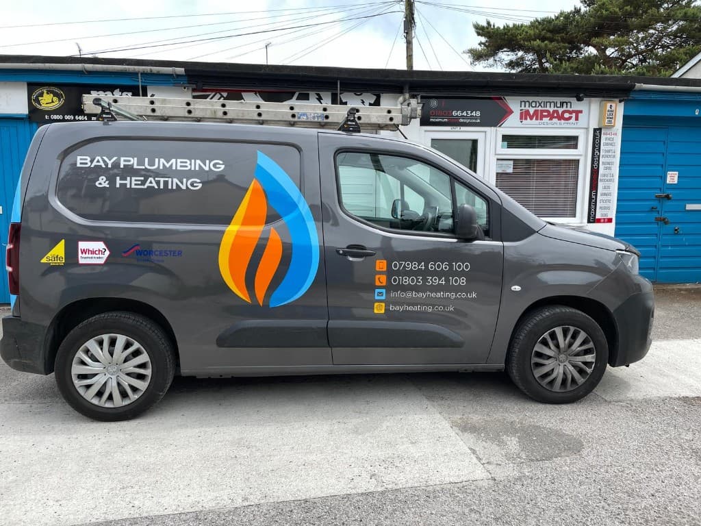 Bay Plumbing & Heating branded van in Torquay