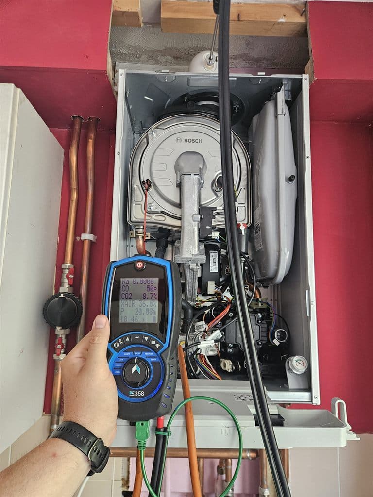 Worcester boiler service with flue gas analysis carried out by Bay Plumbing and Heating