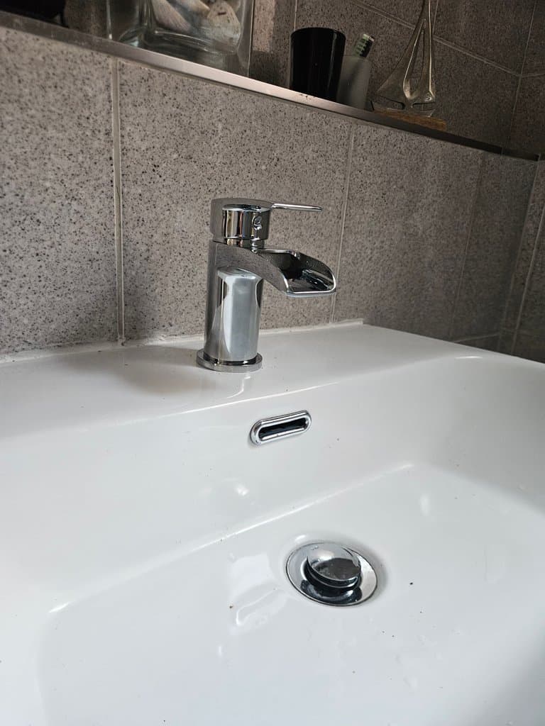 Close up of new chrome basin mixer tap after fitting in Torquay