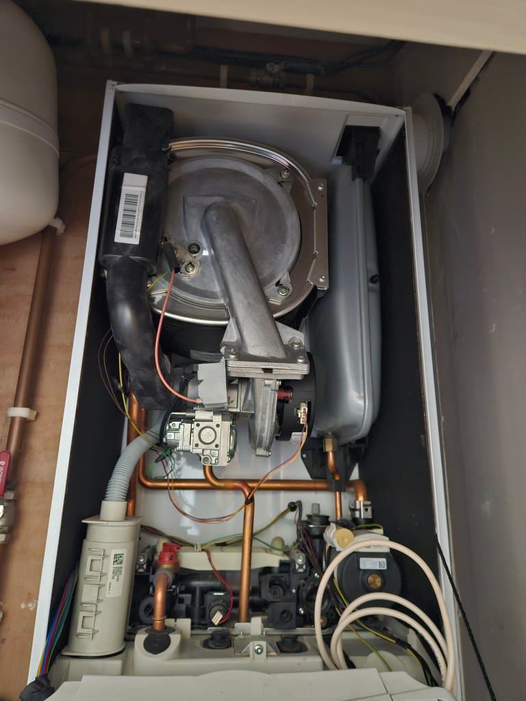 Glow-worm boiler opened for investigation during boiler repair in Torquay
