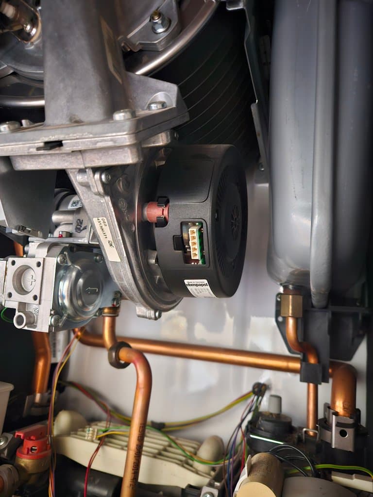 New fan fitted close up during a Glow-worm boiler fan replacement in Torquay