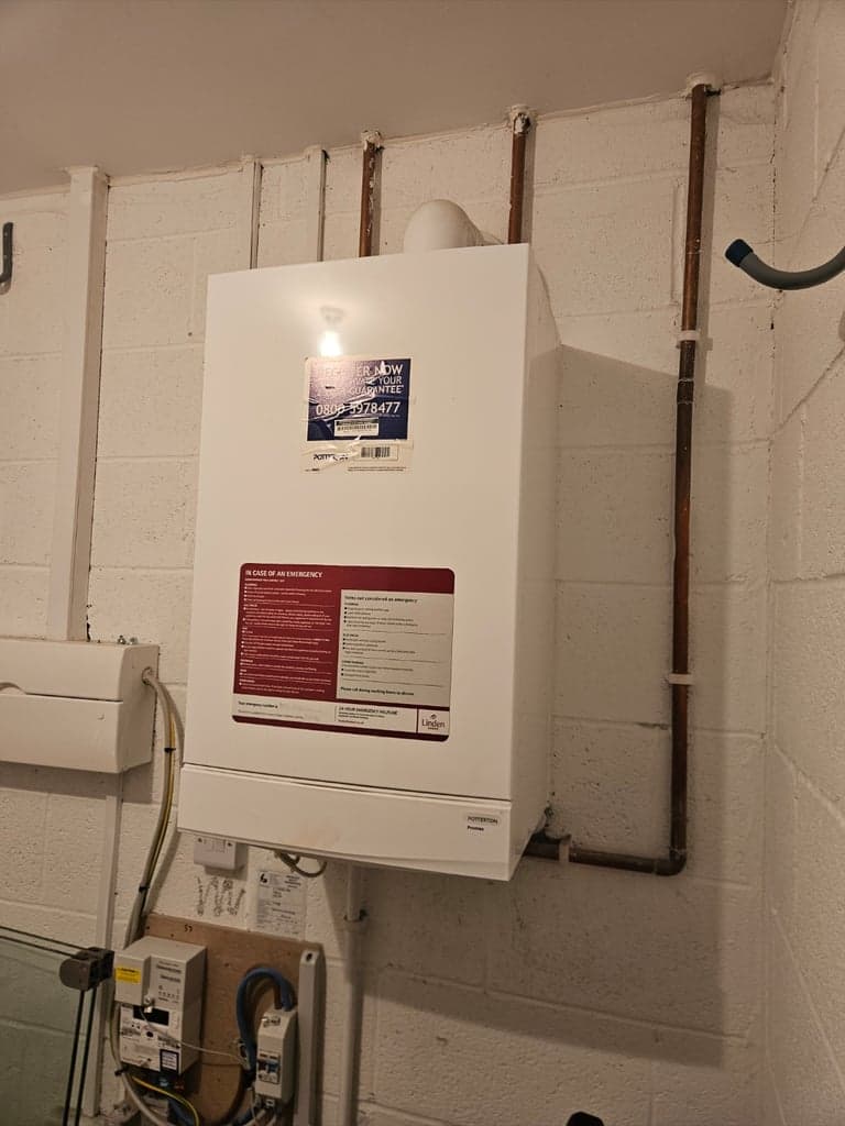 Potterton boiler closed after a straightforward boiler service in a garage in Totnes